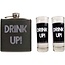 Hip Flask "Drink UP!" with 2 Shot Glasses
