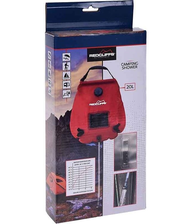 Campingdouche met thermometer - 20 liter - groen