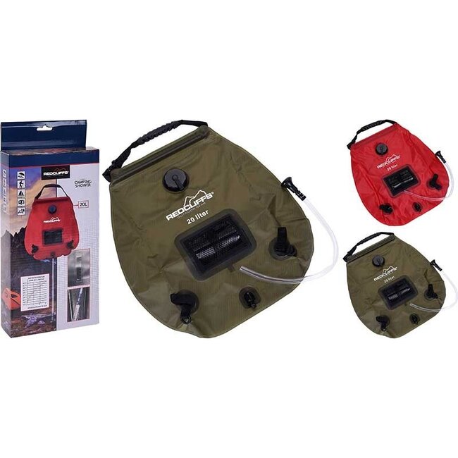 Camping Shower with Thermometer - 20 liters - Red