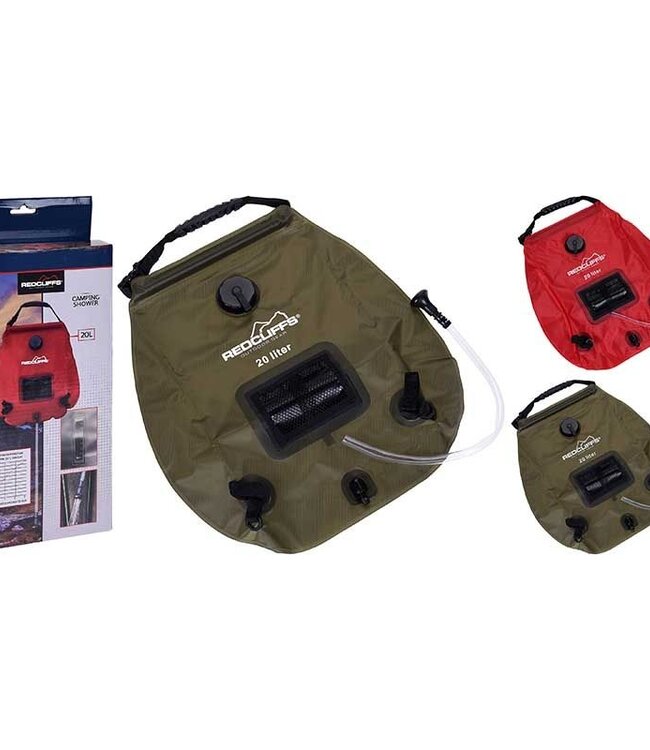 Campingdouche met Thermometer - 20 liter - Rood