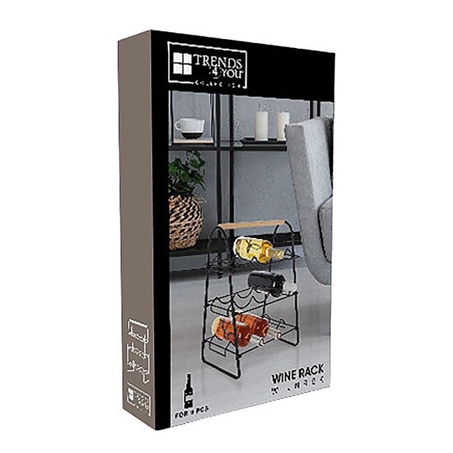 Metal Wine Rack – Holds 9 Bottles