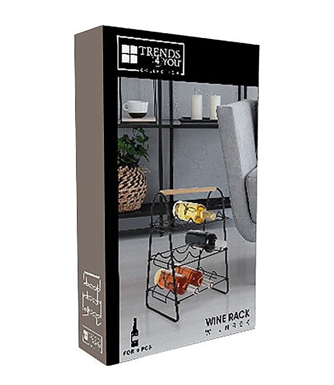 Metal Wine Rack – Holds 9 Bottles