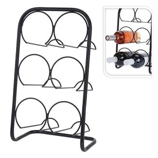 Home&Styling Metal Wine Rack - For 6 Bottles, Sturdy and Stylish