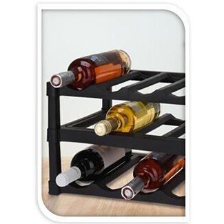 Excellent Houseware Industriele Wijnrek Zwart – Voor 12 Flessen