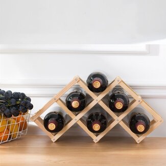 Ceruzo Foldable Wooden Wine Rack – Holds 6 Wine Bottles