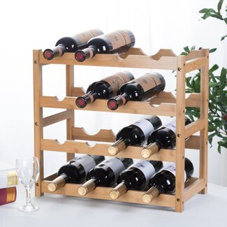 Ceruzo Natural Bamboo Wine Rack – Holds 16 Wine Bottles