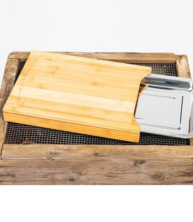 Bamboe Snijplank met RVS opvangschaal