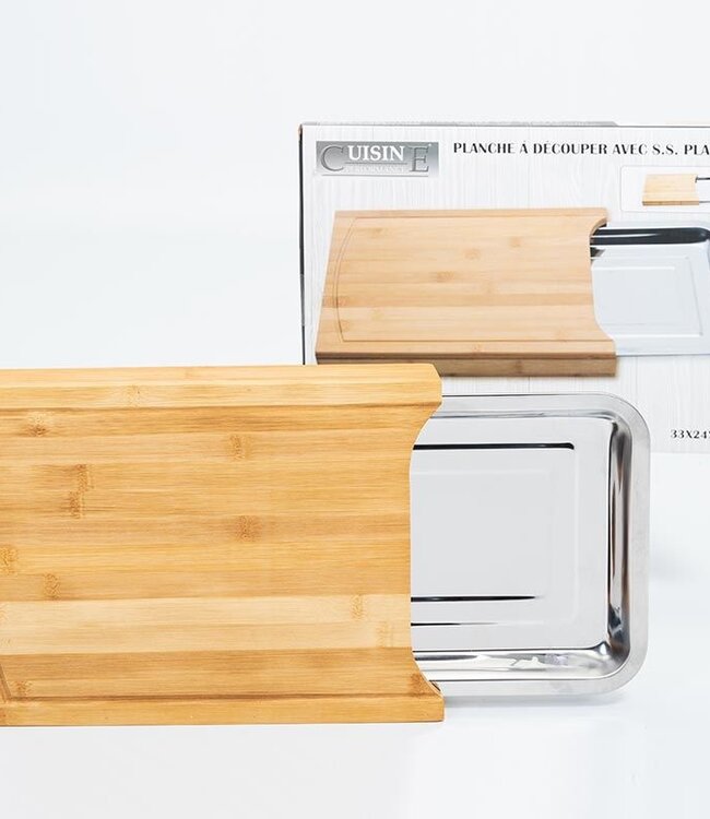 Bamboe Snijplank met RVS opvangschaal