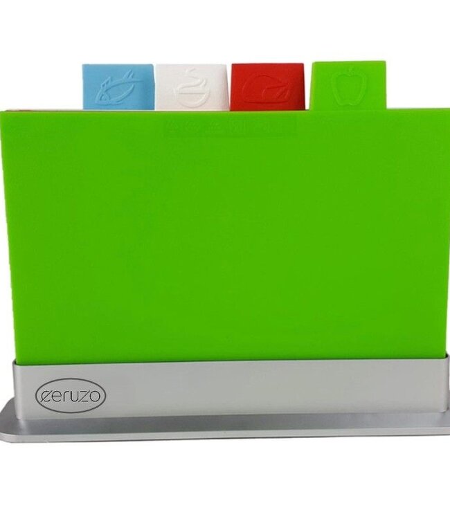 Index Cutting Board Set - 4 Pieces with Holder