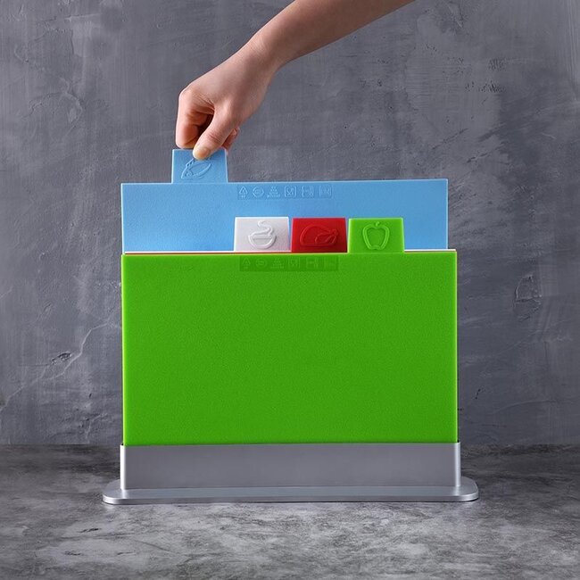 Index Cutting Board Set - 4 Pieces with Holder