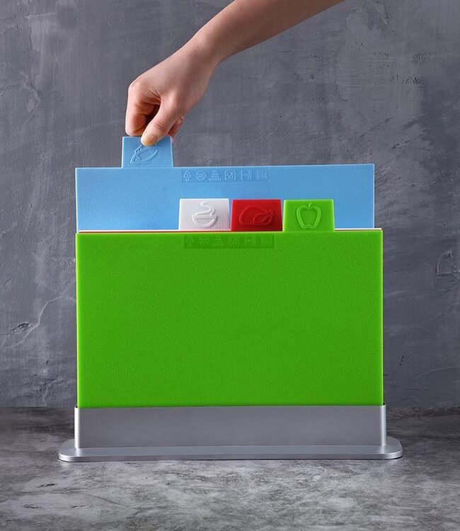 Index Cutting Board Set - 4 Pieces with Holder