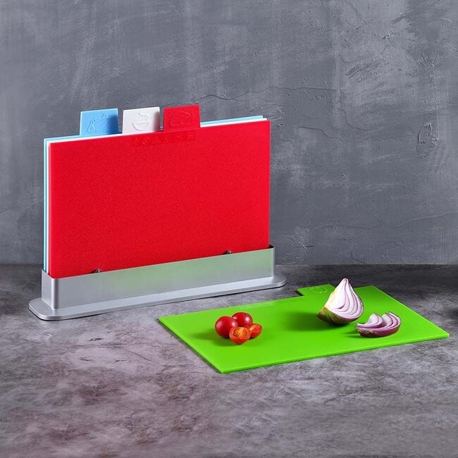 Index Cutting Board Set - 4 Pieces with Holder