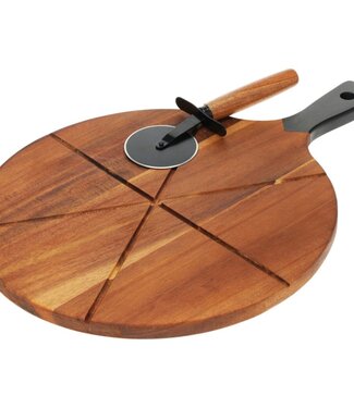 Pizza Cutting Board with Handle - Includes Pizza Cutter