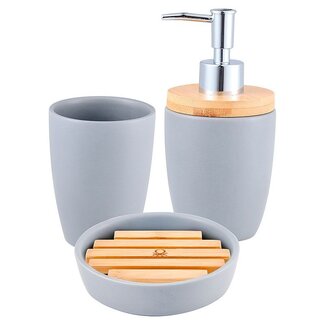Bathroom Set - 3-Piece - Ceramic - Gray