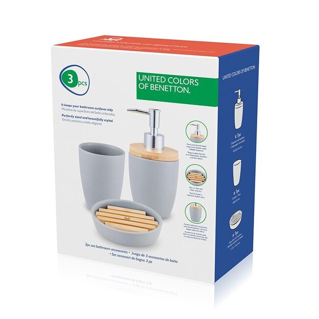 Bathroom Set - 3-Piece - Ceramic - Gray