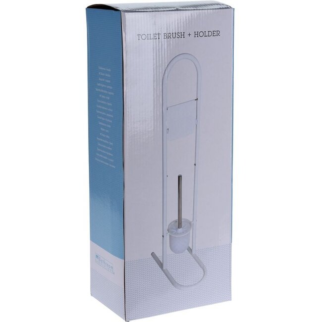 Toilet Brush with Holder - White