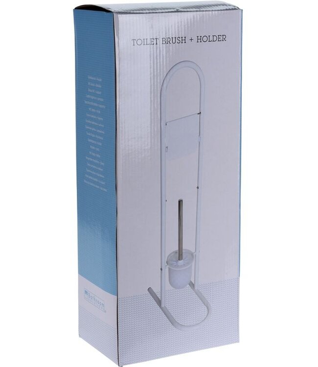 Toilet Brush with Holder - White