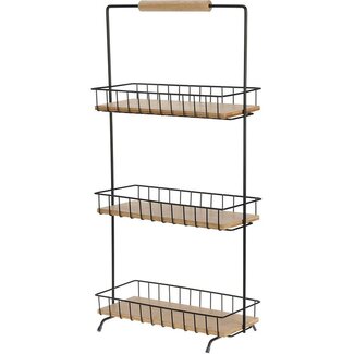 Excellent Houseware Kitchen Rack with 3 Shelves - 58 cm High - Metal and Bamboo
