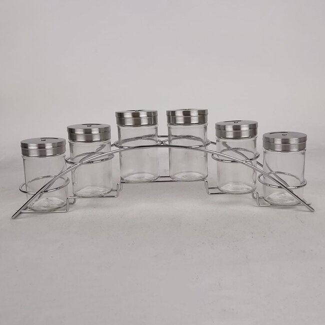 Spice Set - 7-Piece - Stainless Steel and Glass