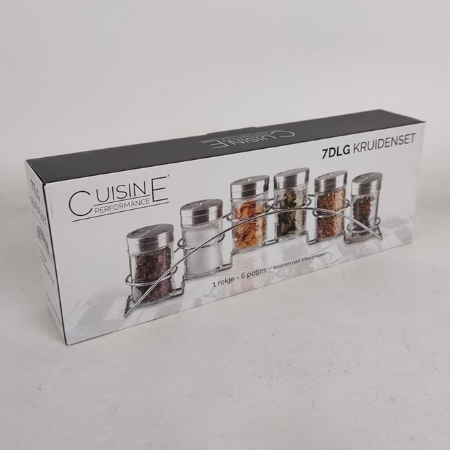 Spice Set - 7-Piece - Stainless Steel and Glass