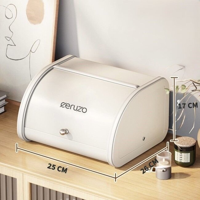 Bread Box - with Sliding Lid - 25cm - Soft Beige