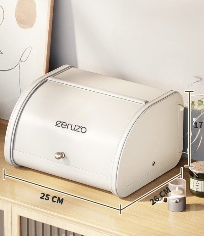 Bread Box - with Sliding Lid - 25cm - Soft Beige