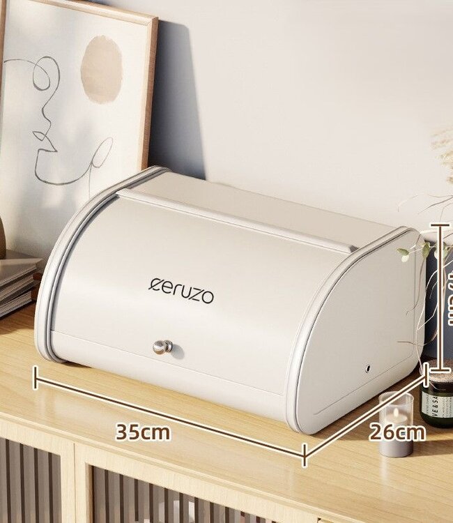 Bread Box - with Sliding Lid - 35cm - Soft Beige