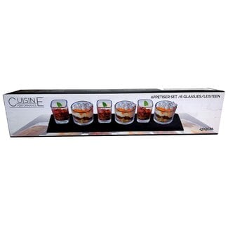 Slate tapas board with 6 glasses - 42x8 cm