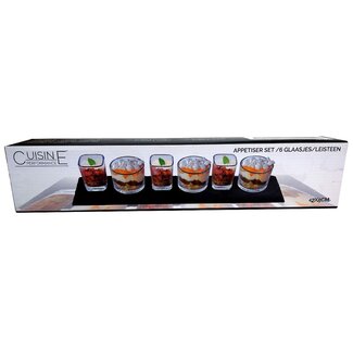 Slate Tapas Tray with 6 Glasses - 42x8 cm