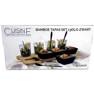 Tapas Serving Tray - Bamboo - 30x15 cm - 13-Piece Set