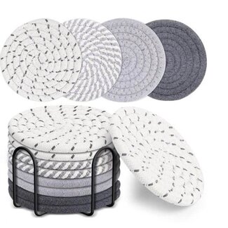 Ceruzo Coasters with Holder - Set of 8 - Grey