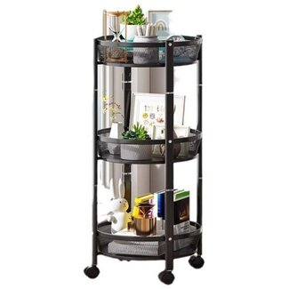 Ceruzo Kitchen Trolley - Black - 3-Tier Storage Rack