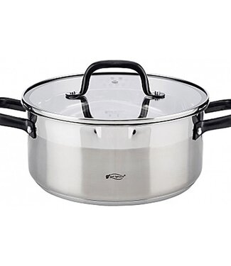 San Ignacio RVS kookpan met glazen deksel, Ø20x8.5cm, 2 liter - serie Vita