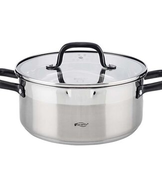 San Ignacio RVS kookpan met glazen deksel, Ø24x10.5cm, 4 liter - serie Vita
