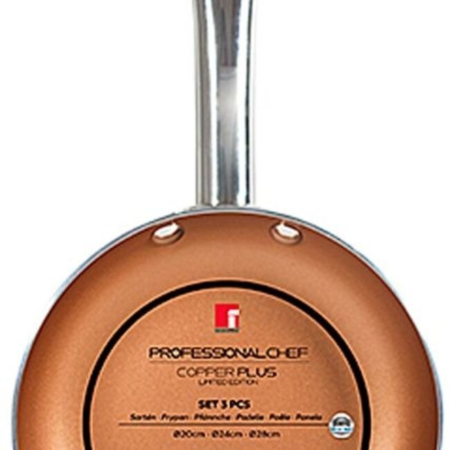 Koekenpanset Copper Plus 20, 24 en 28 cm