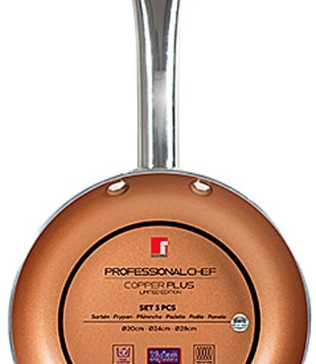 Koekenpanset Copper Plus 20, 24 en 28 cm