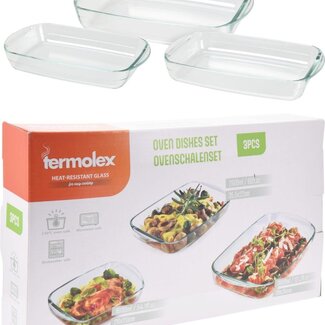 Ofengeschirr-Set - 3-teilig - 1,6 l - 2,6 l - 3,6 l - Glas