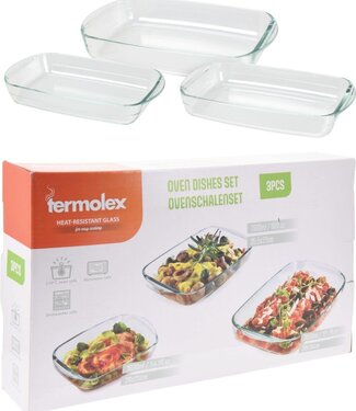 Ovenschalen Set - 3-delig - 1.6L -2.6L - 3.6L - Glas - Vaatwasserbestendig