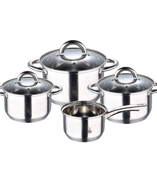 Renberg Alexander Pannenset RVS - Inductie - 7 delig - 4  Kookpannen Ø 16 - 18 - 20 - 24 cm + 3 Deksels