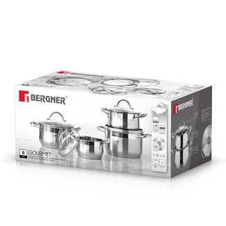 Bergner Gourmet Stainless Steel Cookware Set - 4 Pots with Lids