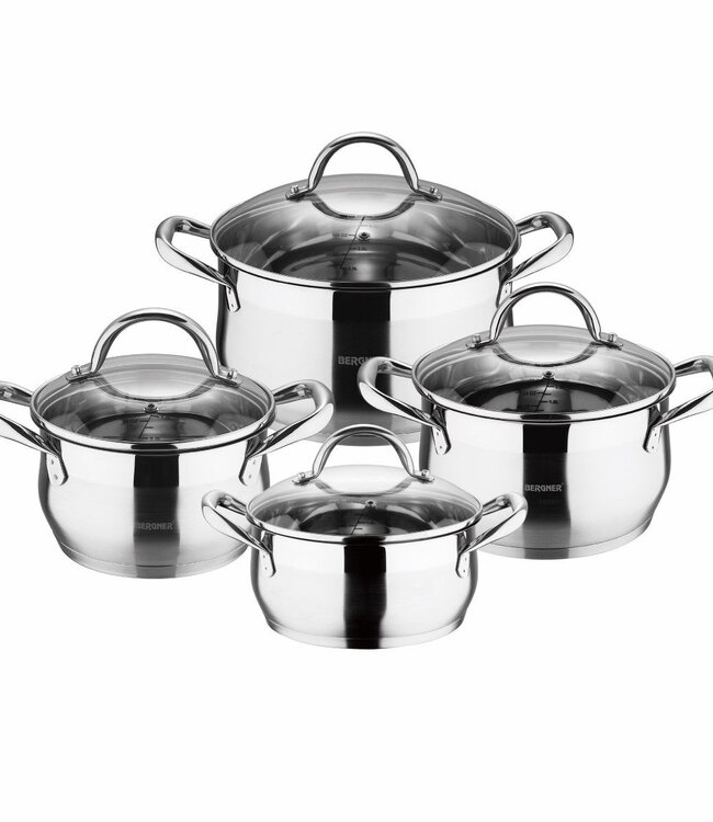 RVS Pannenset Gourmet - 4 Kookpannen met Deksels - Inductie