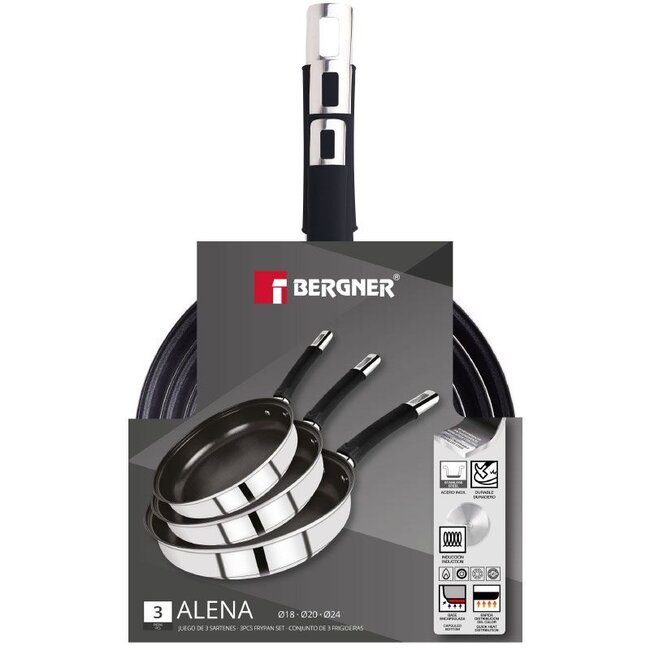 Bergner Alena Stainless Steel Frying Pan Set - 3-Piece - Induction