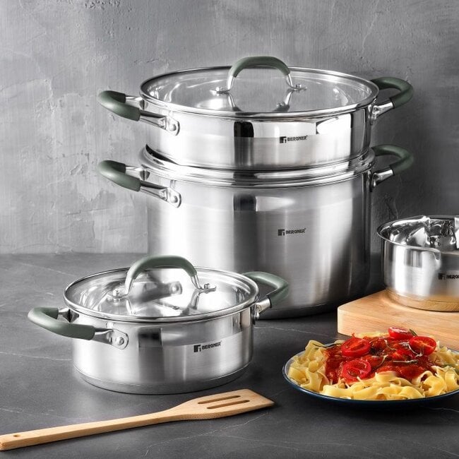 Bergner Midnight Stainless Steel Cooking Pot with Lid - Induction - 20 cm - 2.3 L