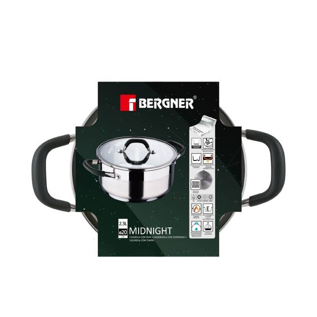 Midnight RVS Kookpan met  Deksel - Inductie - 20cm - 2.3L