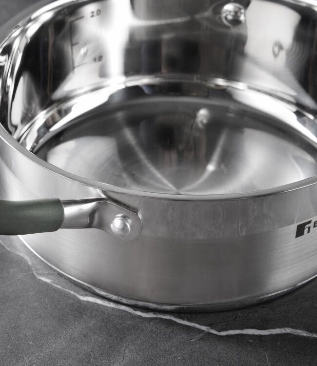 Midnight RVS Kookpan met  Deksel - Inductie - 20cm - 2.3L