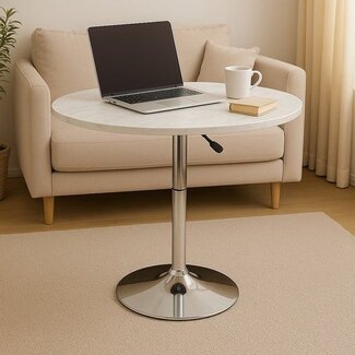 Ceruzo Side table - Tea table - Oval - Height adjustable - Rotatable - White