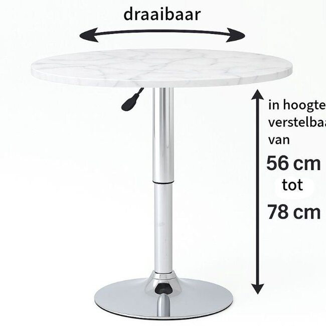 Side Table – Tea Table – Oval – Height Adjustable – Swiveling – White