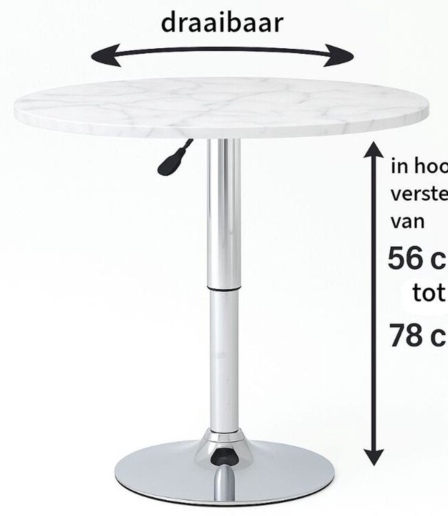 Bijzettafel – Theetafel – Ovaal – Hoogte Verstelbaar – Draaibaar – Wit