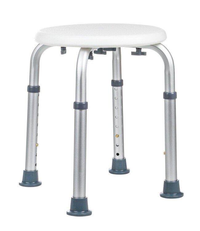 Shower Stool – Height Adjustable – Aluminum and Plastic – Anti-Slip Feet