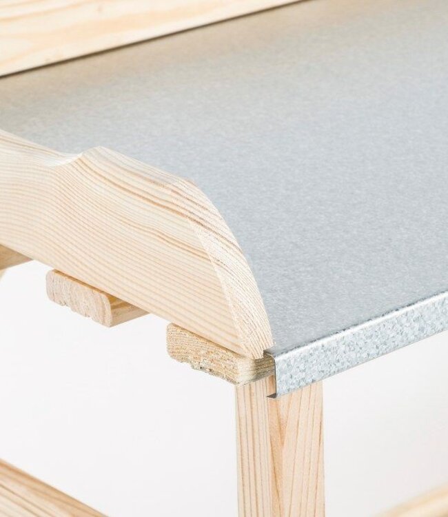 Wooden Potting Table –  With Zinc Top and Bottom Shelf